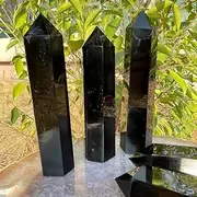 Zenkeeper 1PC Large Black Obsidian Crystal Points, Obsidian Crystal Tower Wand for Office, Home, Meditation, Chakra