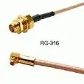 PIMFG RG-316 SMA-RP Female Bulkhead-MMCX-RP Male Right-Angle Cable, 220mm
