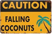 Vintage Metal Signs - Retro Boho Decor for Wall Art, Coffee Bar, Yard Decoration - Funny and Iconic Designs Including Exotic Landscapes, Scenes, and Caution Falling Coconuts - 8x12 Inches