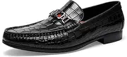 [Mokolife] Men's Crocodile Pattern Leather Slip-on Loafers, Formal Dress Shoes for Men