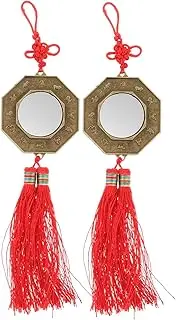 Gogogmee Blessing Bagua Mirror Chinese Knot Tassel Concave Convex Wall Mirror Decor Feng Shui Tool