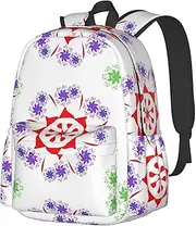 [vacsAX] Rotating purple flowers School Backpack Rucksack Large Capacity Back Pack with Front Pocket Lightweight School Bags