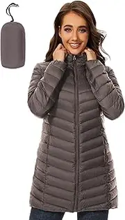 [ANOTHER CHOICE] Women Puffer Jacket Hooded Warm Lightweight Packable Quilted Puffer Coat Outwear