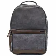 Renwick Canvas Backpack with Genuine Leather Trim, Gray,