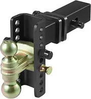 VEVOR Adjustable Trailer Hitch, 15cm Drop & 11.43cm Rise Hitch Ball Mount with 6.35cm Receiver, Solid Tube, 6577 kgs GTW, 5.08cm & 5.08-0.79cm 45# Steel Tow Balls with Key Lock for Truck Towing