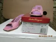 Salvatore Ferragamo Lavender Snake Skin Slides 7.5