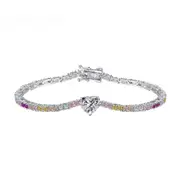 ANYCO Bracelet Minimalist Adjustable Heart Shape 16+3cm Colorful Diamond Tennis Cubic Zirconia Cz Rainbow Zircon Jewelry Bracelets Bangles Women