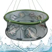 Round Fishing Bait Trap, Portable Folded Shrimp Fishing Nets, Nylon Mesh Net Fishing Equipment for Minnow Crab Crayfish Crawdad