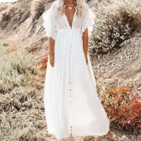在飛比找ETMall東森購物網優惠-女裝歐美風沙灘防曬連衣裙罩衫
