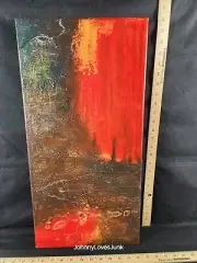 Abstract Painting Acrylic On Canvas Red/Black Wall Decor