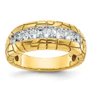 14k Yellow Gold Men's 1 carat Diamond Nugget Complete Ring
