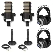 Rode PodMic Dynamic Podcasting Microphones (Pair) with Accessories
