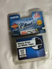 Brother P-Touch Label Maker Tape TZ-241 3/4" Black Print on White Tape