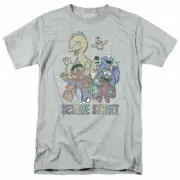 Sesame Street Colorful Group T Shirt Mens Licensed Classic TV Elmo Sport Gray
