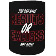 Alcohol Stubby Holder - Results Excuses Running Gym - Funny Novelty Birthday Gift Joke Beer Can Bottle