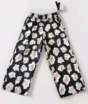 Nicole Miller Cropped Pants Woman's Medium 100% Linen Black Pull-on Wide Leg
