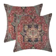 Boho Pillow Covers 16x16 Inch 2 Pcs Vintage 16" x 16" (Pack of 2) Red Teal Boho