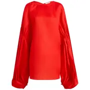 Khaite The Quico Puff-Sleeved Blouse US4 Red