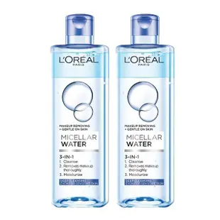 【LOREAL Paris 巴黎萊雅】三合一卸妝潔顏水-深層極淨型_400ml(2入組)