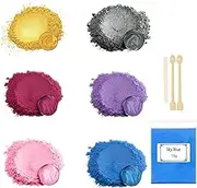 Cosyhav 6psc Mica Powder 10g,Mica Powder for Epoxy Resin,Pearlescent Resin Pigment,Suitable for Soap Color, Candle Color, Cosmetics, Nail Polish, Bath Ball,Slime