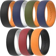 [ThunderFit] Silicone Wedding Rings for Men - 7 Rings / 4 Rings / 1 Ring - 2 Layer Round Rubber Engagement Bands