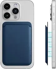 JEYORZY Magsafe Wallet Compatible with iPhone 12/13/14/15/16 Mini/Plus/Pro/Max, Magnetic Mobile Phone Wallet Made of Vegan Leather, PU Leather Card Holder, Blue, RFID Credit Card Case