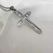 Fashion Simple Stainless Steel Necklace Hollow Cross Titanium Steels Pendant Men