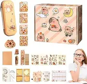 Cute Stationery Set - Cartoon Capybara Pencil Case | School Supplies for Boys Girls, Cute Stationery Include Notebooks, Pencils, Sticky Notes, Stickers, Etc