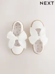 White Broderie Bow Touch And Fasten Strap Shoes (AT1499) | $42 - $48