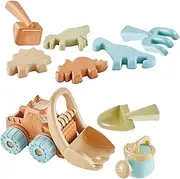 INOOMP 9pcs Set Beach Set with Dinosaur Sand Molds Rake and Shovel Outdoor Play Tools for Sandcastles Watering Can and Sandbox Accessories for Family Fun and Creative Play