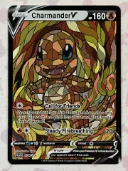 Charmander CUSTOM Stained Glass Holo Van Gogh Shiny Unbranded Card Display Only