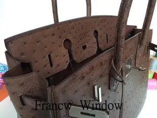 France Window 愛瑪仕 柏金包 Hermes Birkin 35 咖啡色鴕鳥皮銀扣