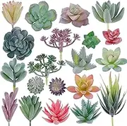 CEWOR 20pcs Artificial Flocked Succulents Mini Fake Succulent Plants Faux Premium Decor for DIY Crafting Home Floral Wall Garden Arrangement Office Decoration (Unpotted)