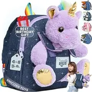 [Naturally KIDS] Dinosaur Backpack - Dinosaur Toys for Kids 3-5 - Kids Suitcase for Boys Girls w Stuffed Animal - Gifts for 7 Year Old Boy - w Pockets & Reflective Logo - Rolling Backpack w