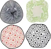 OFFSCH 4Pcs Multi Use Ceramic Seasoning Plates Decorative Appetizer Dish for Home BBQ and Gatherings Stylish Spice Tray with Unique Designs