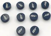 Lego 10 New Dark Blue Tiles Flat Smooth Round 1 x 1 with Silver 'GT' Parts