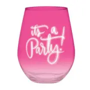Jumbo Stemless Wine Glass It's a Party Size 4in x 5.7in h, 30 oz Pack of 4