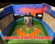 Hand Painted Custom Canvas Baseball Stadium Photo Booth Stage For Sports Cards $