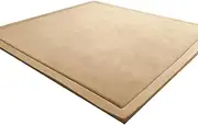 Coral Velvet Area Rug with Soft Surface, Foldable Crawling Floor Mats, Memory Foam Activity Area Rug, Tatami Mat Suitable for Boys or Girls Children's Room Living Room (Nature Brown, 100 * 100 CM)