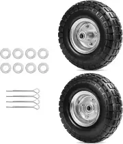 4.10/3.50-4 Tire Replacement Gorilla Cart Tires 10" Flat-Free Solid Tires and Wh