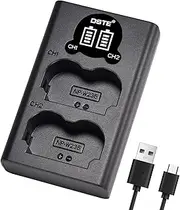 DSTE NP-W235 Battery USB Dual Quick Charger Compatible for Fujifilm X-H2 X-H2S X-T5 X-T4 Camera
