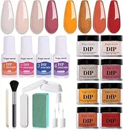 finger secret Nail Dip Powder Kit Starter Set,8Colors Powder Nail Dipping Kit 10g/0.35fl.oz,4Pcs Nail Dipping Powder Liquid Set with Manicure Tools,Dipping Powder Nail Kit for DIY Nail Art Manicure (Multicolor-A4)
