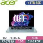 ACER SWIFT EDGE SFE16-42-R260 銀(R7-7735U/16G/512G+1TB SSD/W11/4K WQUXGA/16)特仕