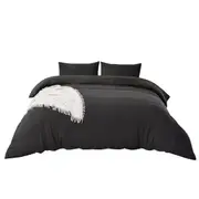Duvet Doona Quilt 1800TC Cover Set Pillowcase Bed Black