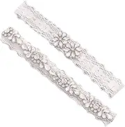 [Healeved] 1 Pair Elegant Floral Lace Bridal Leg Band Rhinestone Foot Decor for Wedding Party Soft High Elasticity Comfort Accessory for Bride Bridal Shower
