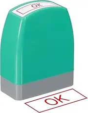 uxcell OK Notice Stamp Self Inking, Red Ink Refillable Office Business Stamp Pre Inked Stamper, Green
