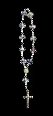 12pcs 5.5" Acrylic Rosary Bracelet Baptism Favor Silver Diamond Cross 7 Colors