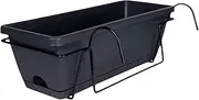 Railing Planter Box 17'' Heavy Duty Balcony Planter with Saucer Tray Breathable Outdoor Hanging Planter with Drainage Holes Over The Railing Planter Boxes Outdoor for Garden Balcony Porch