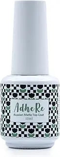 ADHERE Russian Matte Top Coat for Gel Nail Polish, 15ml Powder-Resist Matte Finish for Detail Chrome Powder Painting Long Lasting DIY Home Nail Salon