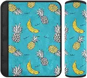 Turquoise Fruit Pineapple Banana 2 pcs car Seats Strap Covers, Stop seat Belt Cutting into Neck, car Seatbelt Cover for Most Cars Van Sedan 10x7.7 in forro para cinturon de